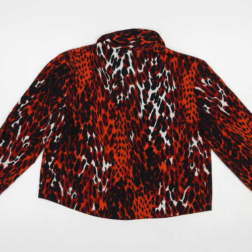 Primark Womens Red Animal Print Polyester Basic Button-Up Size 10 Collared