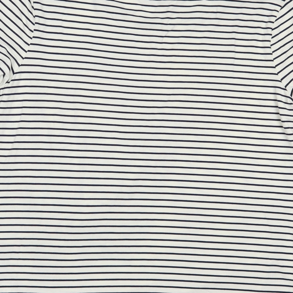 TU Womens White Striped Viscose Basic Blouse Size 12 Round Neck