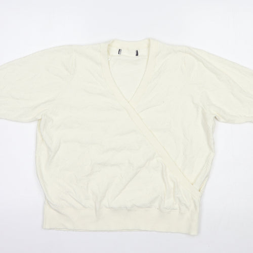 Marks and Spencer Womens Ivory V-Neck  Viscose Pullover Jumper Size L