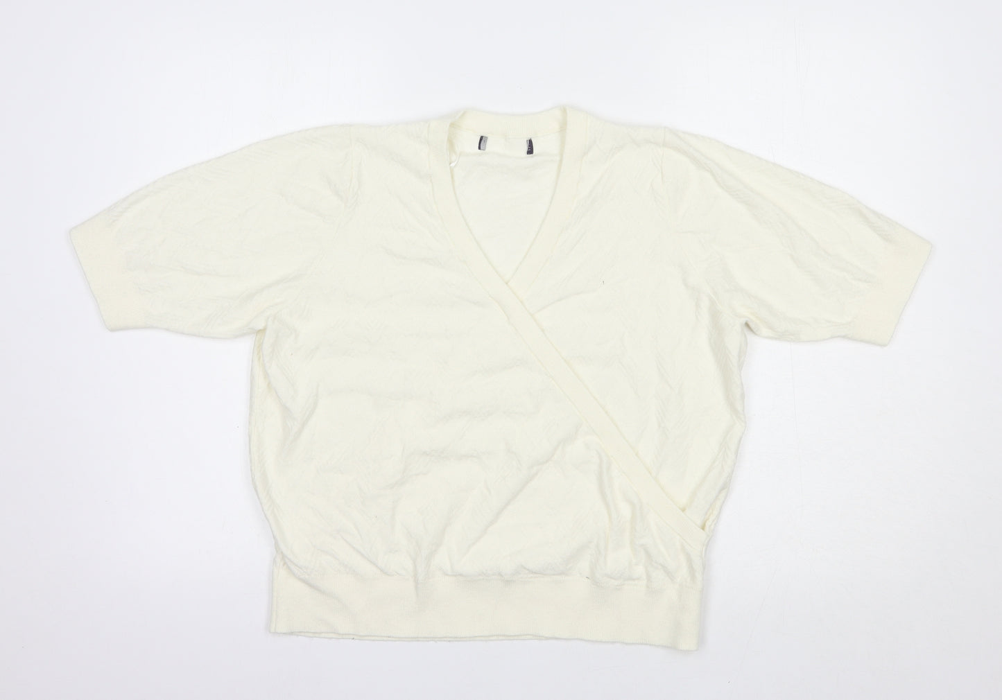 Marks and Spencer Womens Ivory V-Neck  Viscose Pullover Jumper Size L