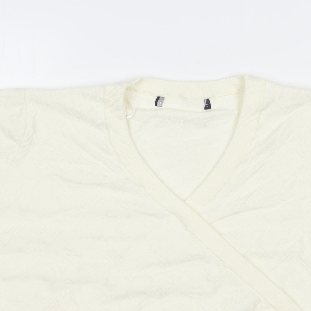 Marks and Spencer Womens Ivory V-Neck  Viscose Pullover Jumper Size L