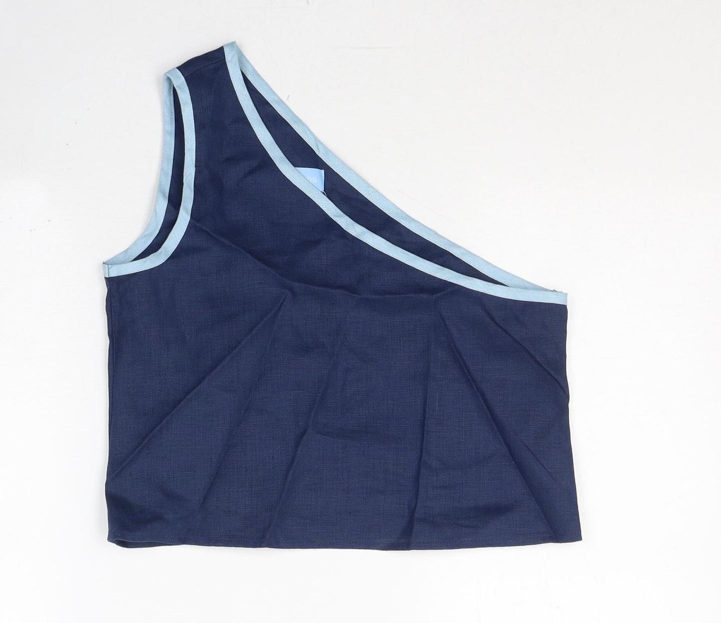 No emotions Womens Blue  Linen Basic Tank Size S One Shoulder