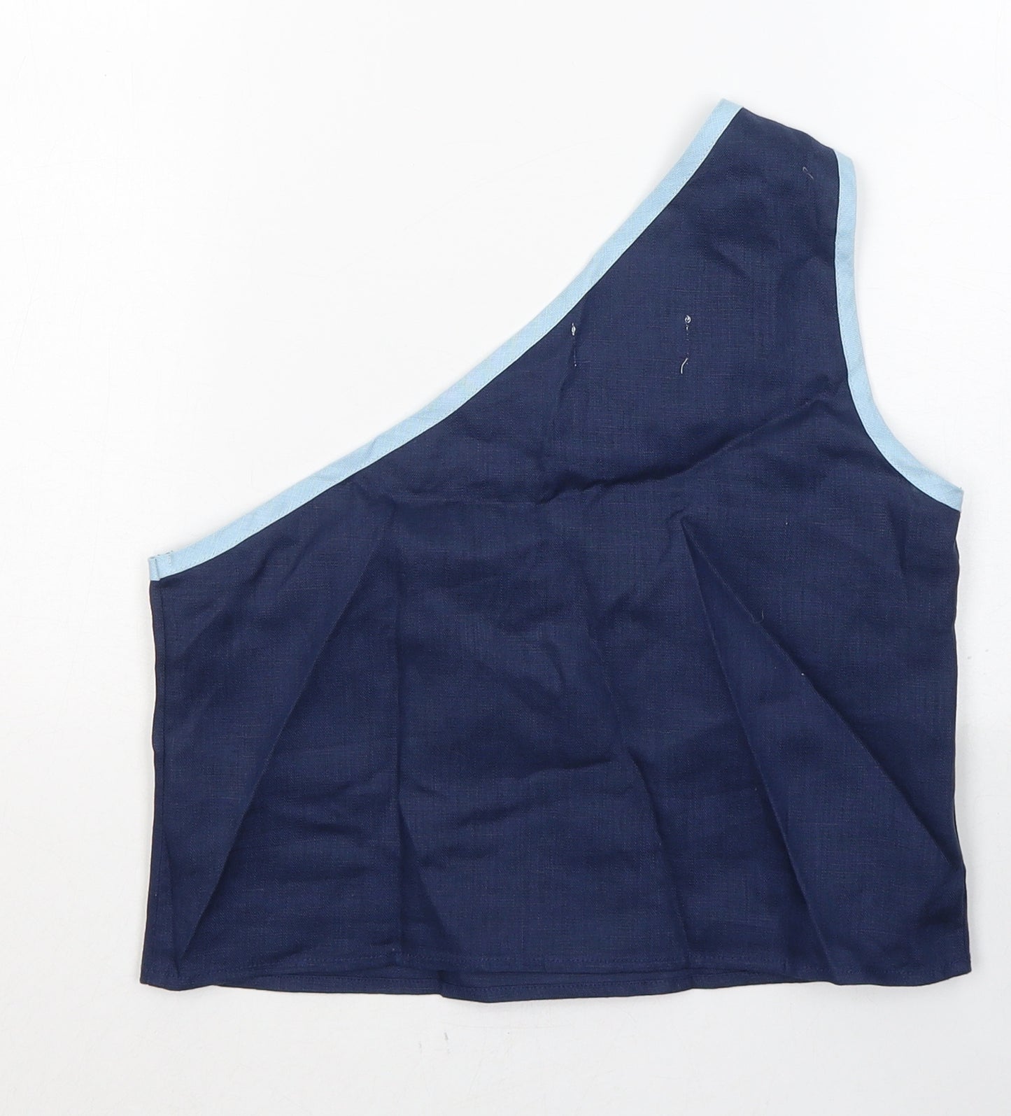 No emotions Womens Blue  Linen Basic Tank Size S One Shoulder