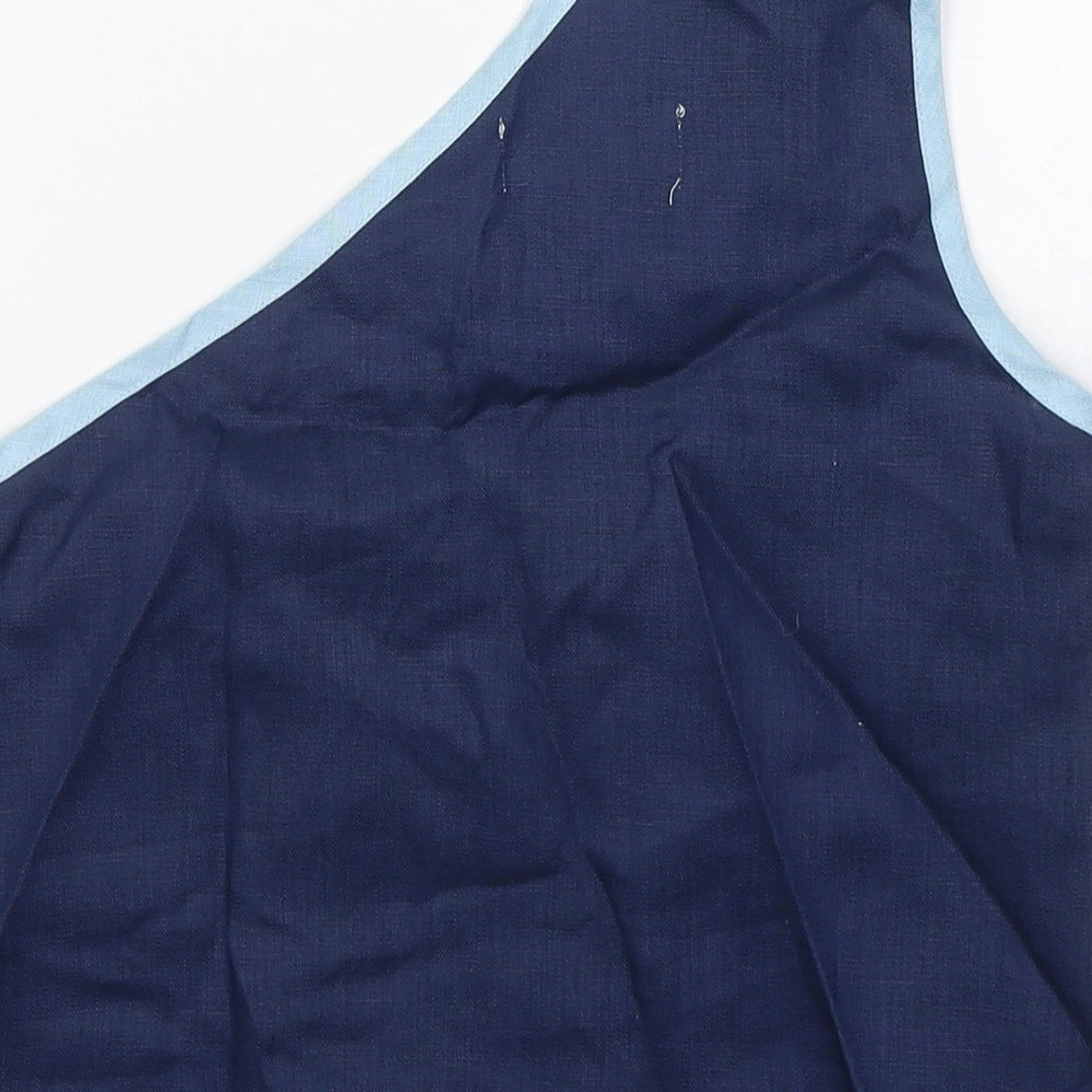 No emotions Womens Blue  Linen Basic Tank Size S One Shoulder