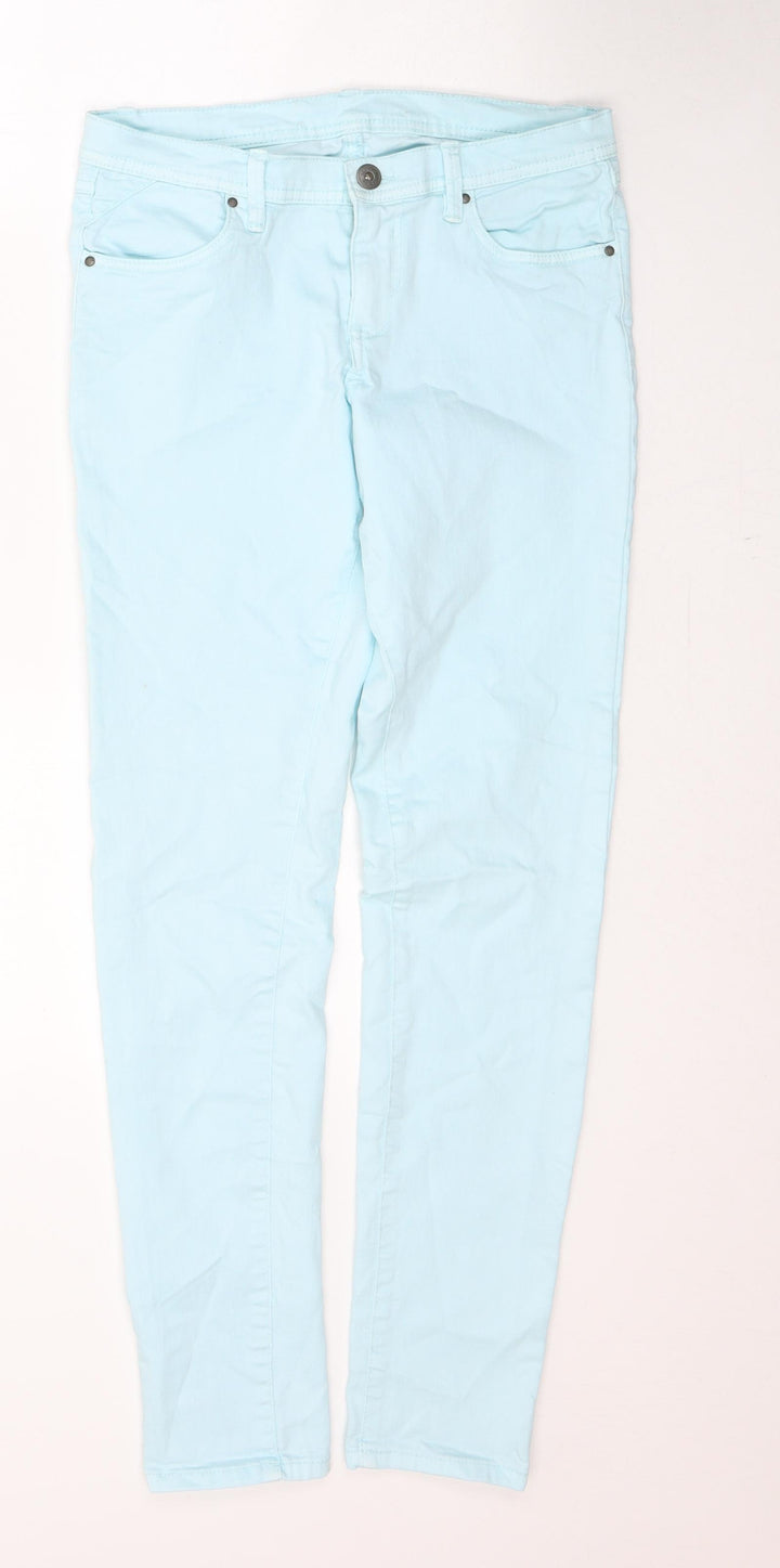 Preworn Womens Blue  Cotton Skinny Jeans Size 28 in L29 in Regular Button