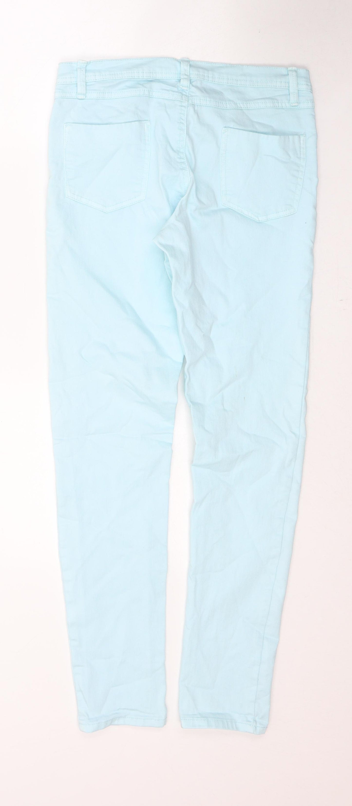 Preworn Womens Blue  Cotton Skinny Jeans Size 28 in L29 in Regular Button