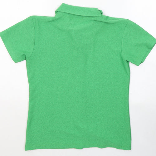 Etam Womens Green  Polyester Basic Button-Up Size 10 V-Neck