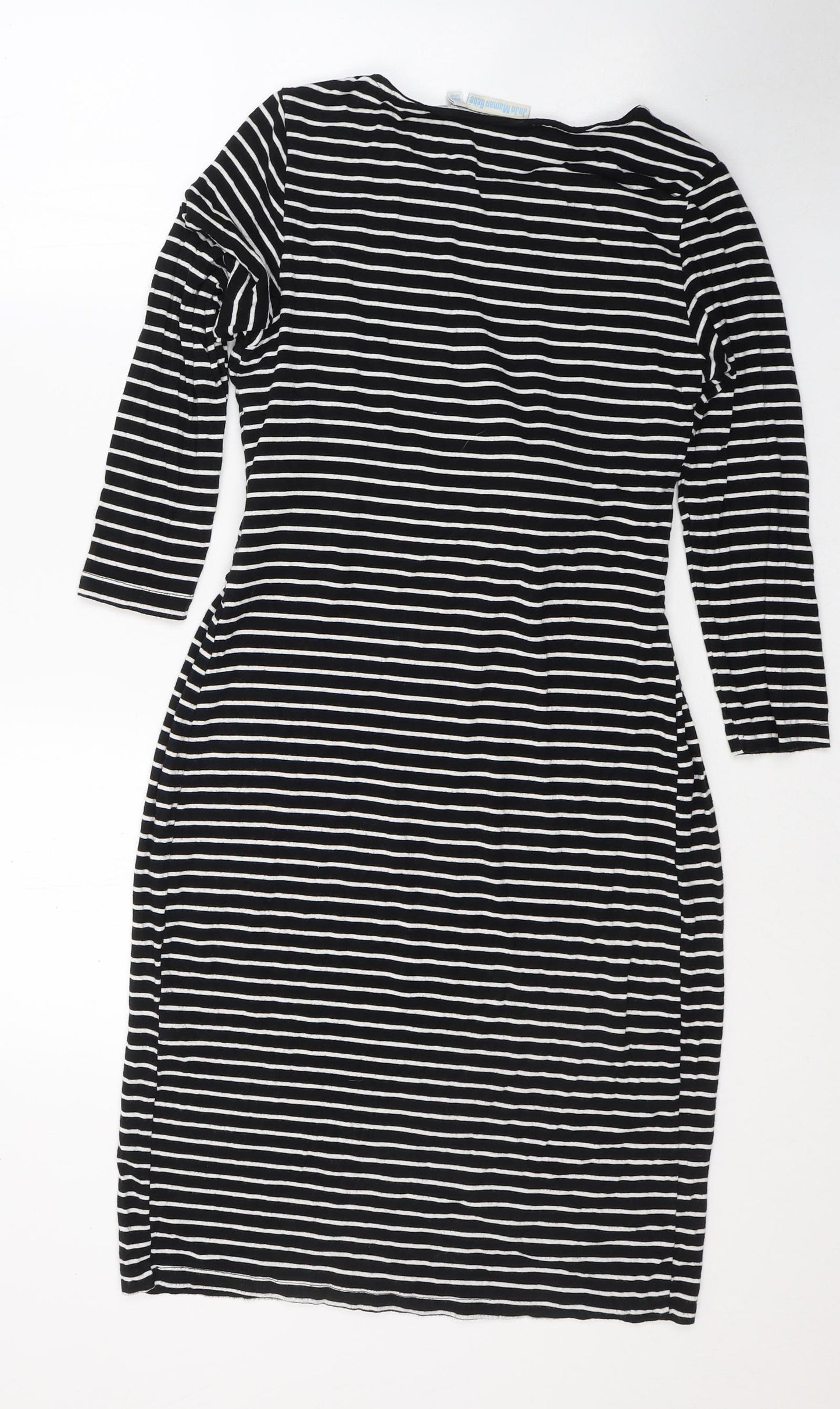 JoJo Maman Bébé Womens Black Striped Viscose Jumper Dress  Size S  Round Neck Pullover