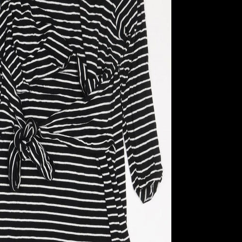 JoJo Maman Bébé Womens Black Striped Viscose Jumper Dress  Size S  Round Neck Pullover