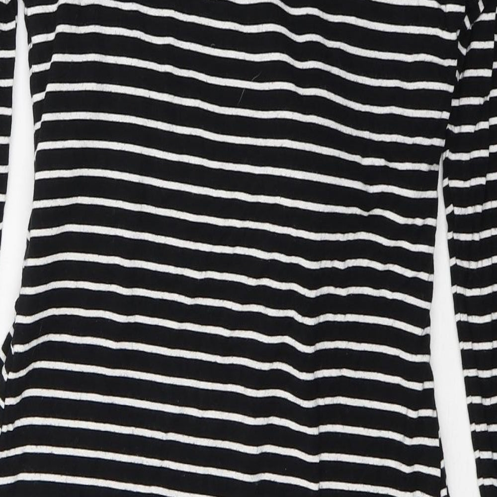 JoJo Maman Bébé Womens Black Striped Viscose Jumper Dress  Size S  Round Neck Pullover