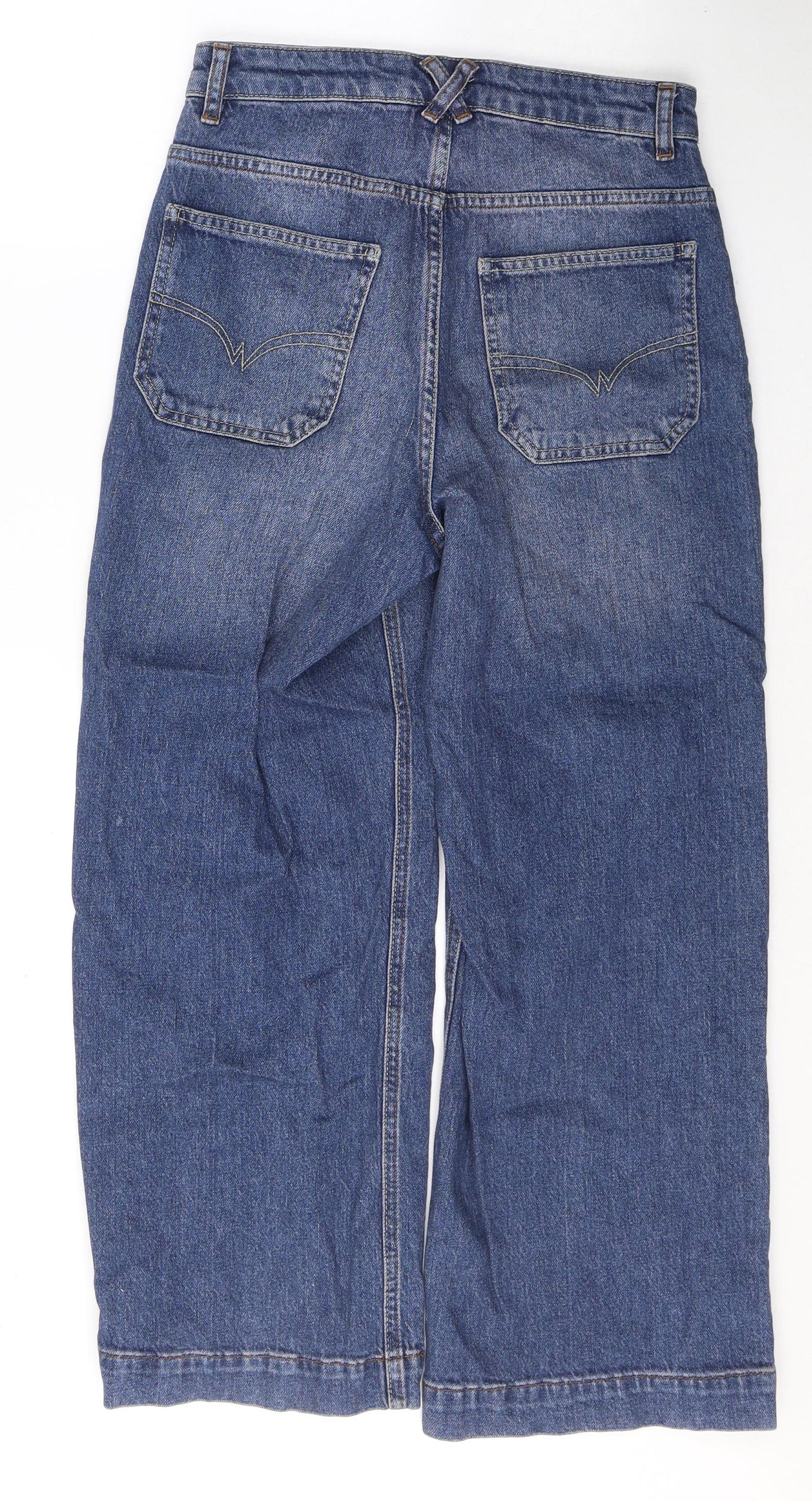 White Stuff Womens Blue  Cotton Wide-Leg Jeans Size 8 L25 in Regular Button
