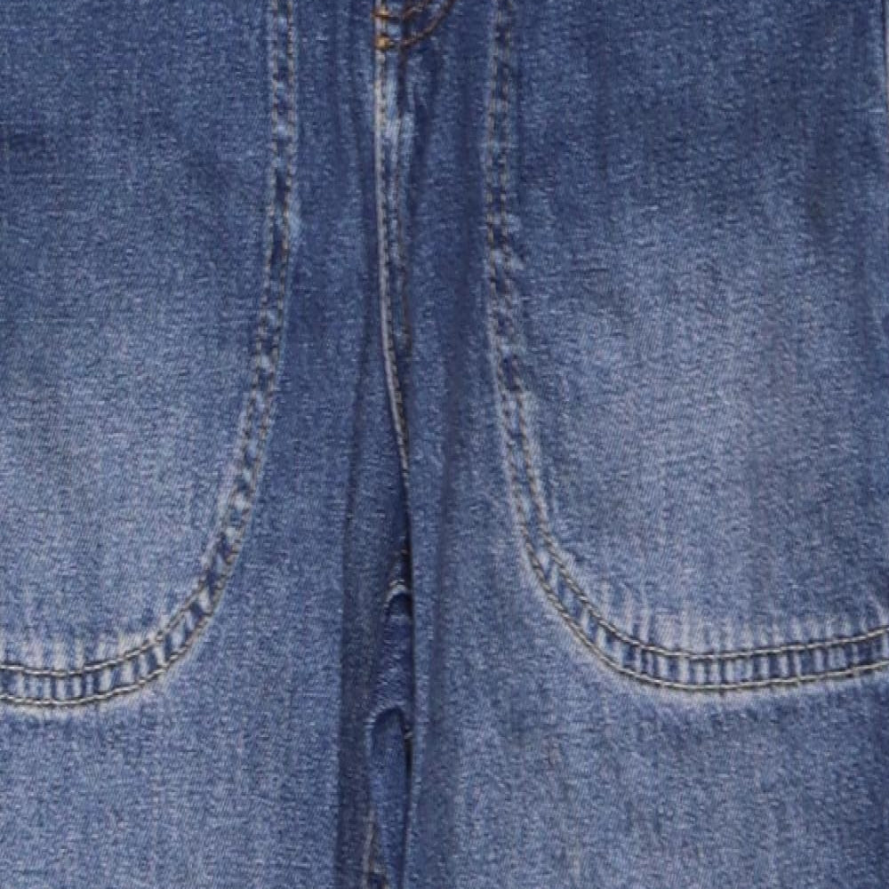 White Stuff Womens Blue  Cotton Wide-Leg Jeans Size 8 L25 in Regular Button
