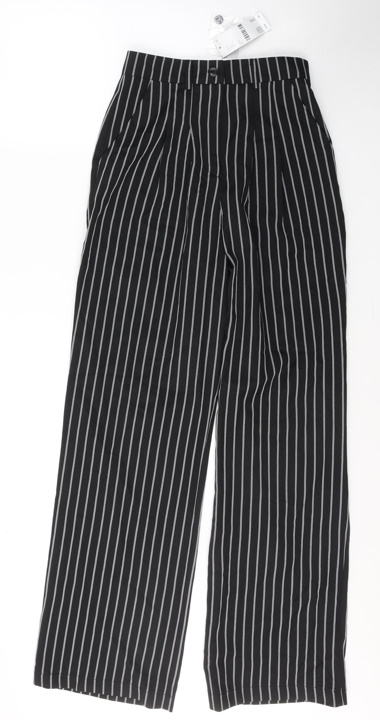 Urban Outfitters Womens Black Striped Polyester Trousers  Size S L31 in Regular Button