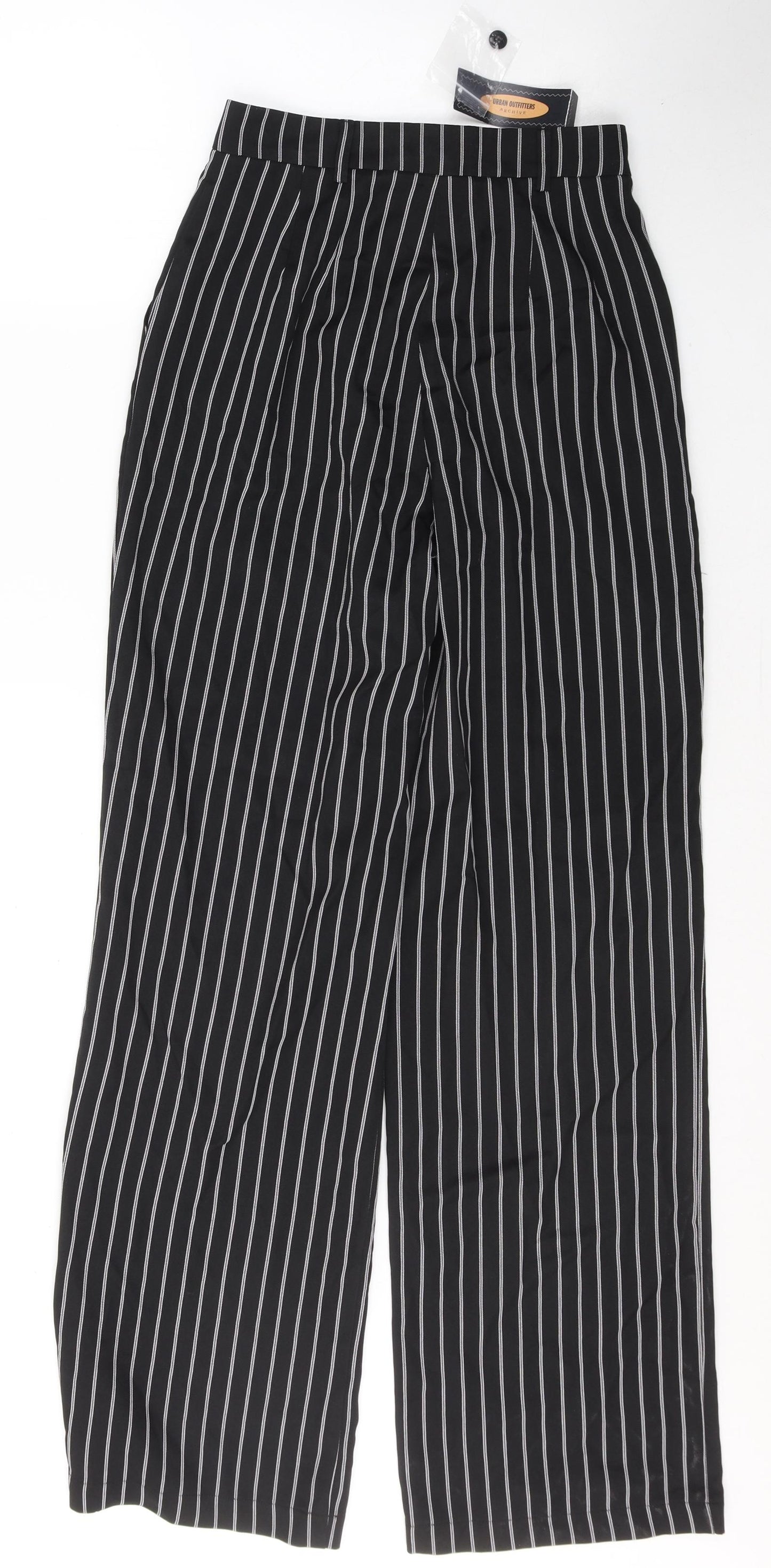 Urban Outfitters Womens Black Striped Polyester Trousers  Size S L31 in Regular Button