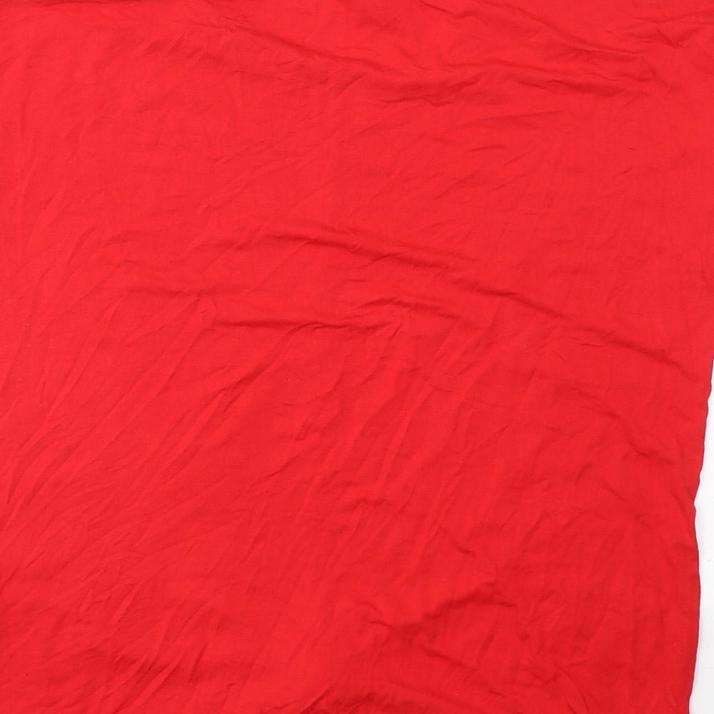 Peacocks Womens Red  Viscose Basic T-Shirt Size 14 Round Neck - knot detail