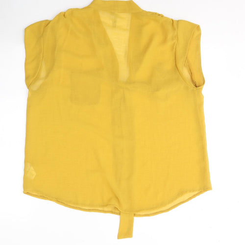 Evie Womens Yellow  Polyester Basic Blouse Size 14 V-Neck