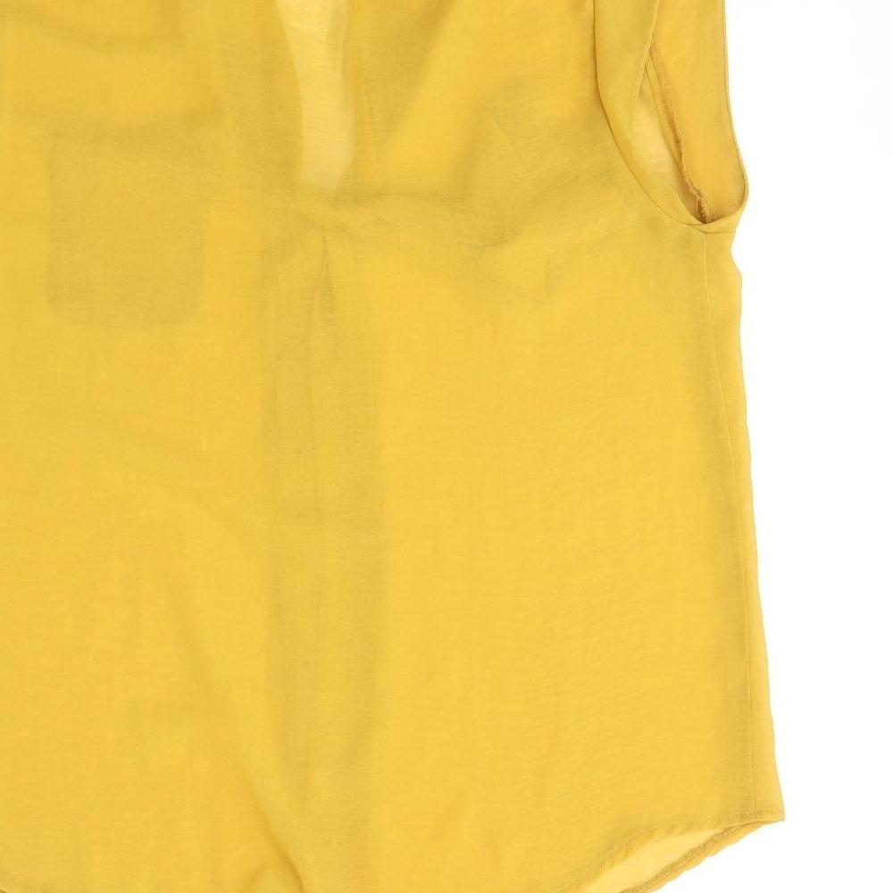 Evie Womens Yellow  Polyester Basic Blouse Size 14 V-Neck