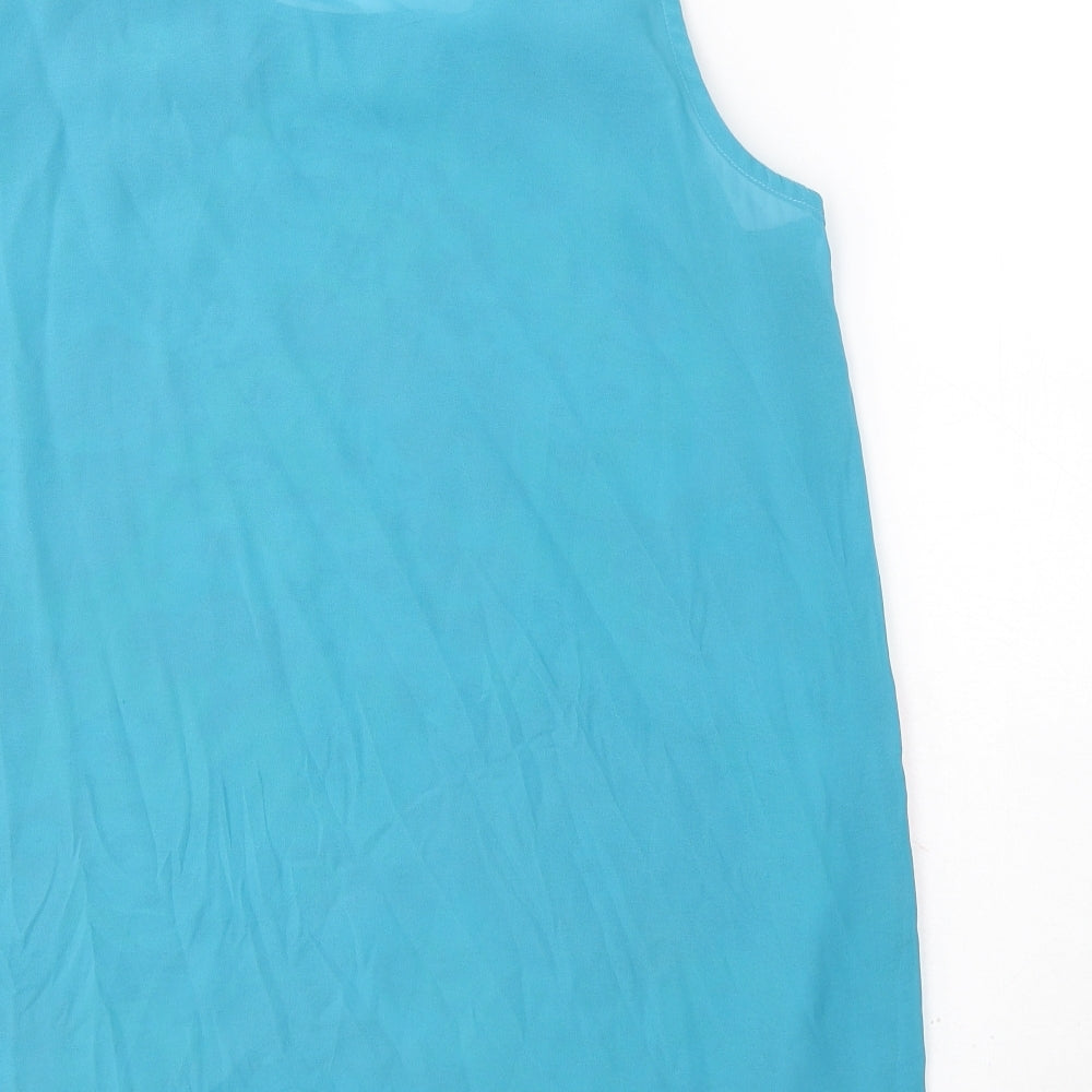 Rant&Rave Womens Blue Floral Polyester Basic Tank Size XL Round Neck