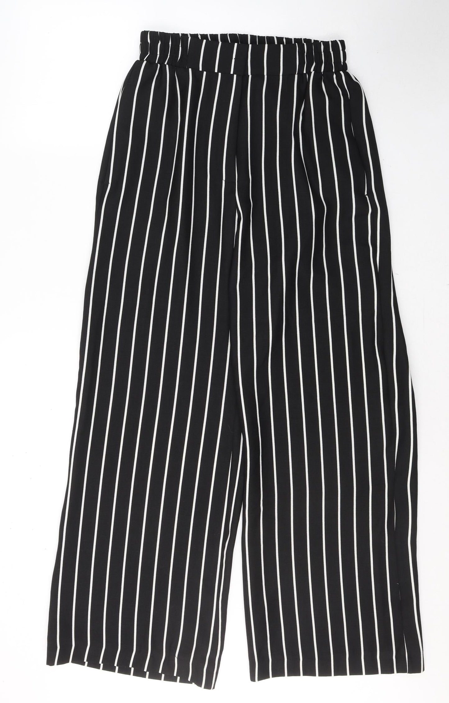 River Island Womens Black Striped Polyester Trousers  Size 12 L28 in Regular