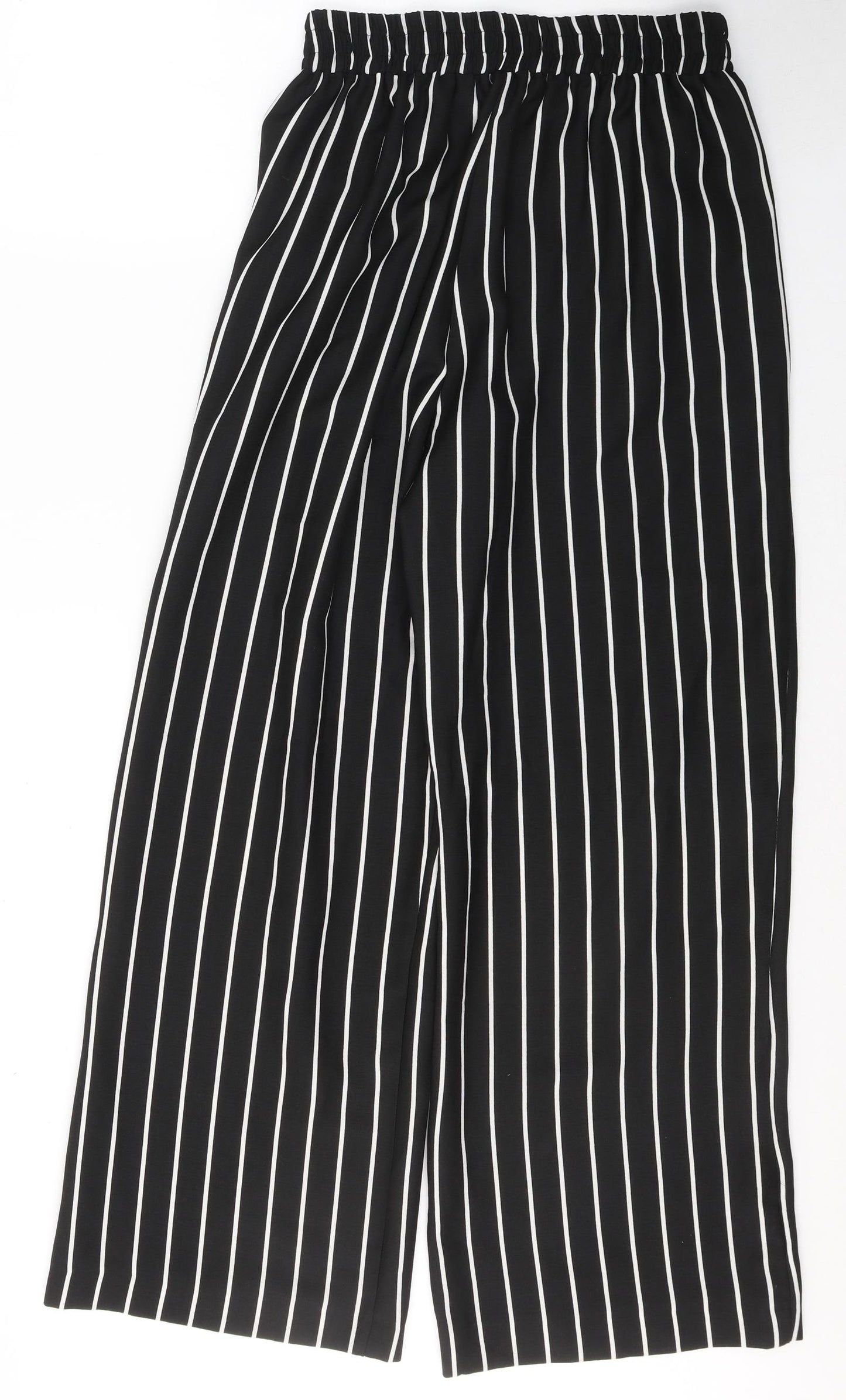 River Island Womens Black Striped Polyester Trousers  Size 12 L28 in Regular