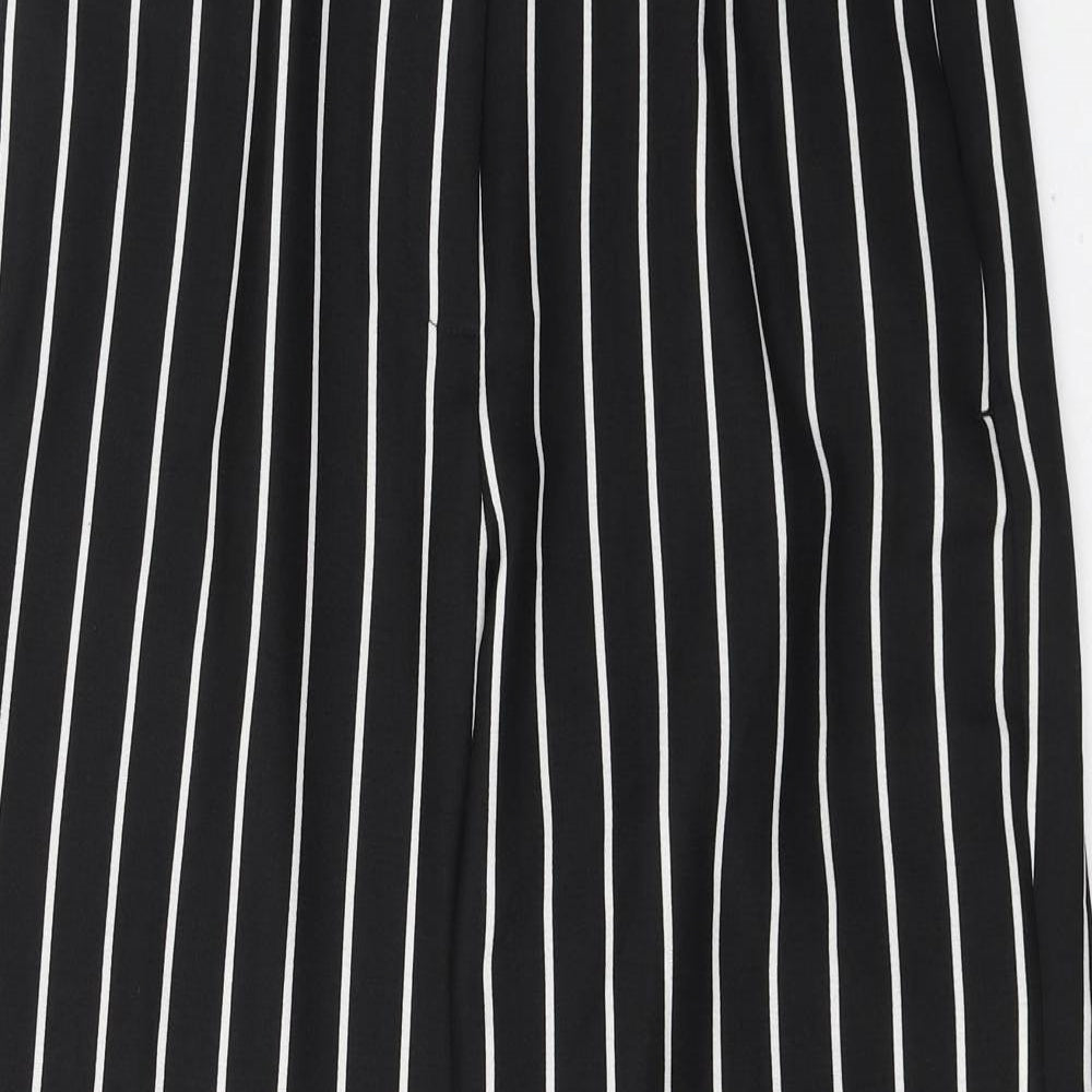 River Island Womens Black Striped Polyester Trousers  Size 12 L28 in Regular