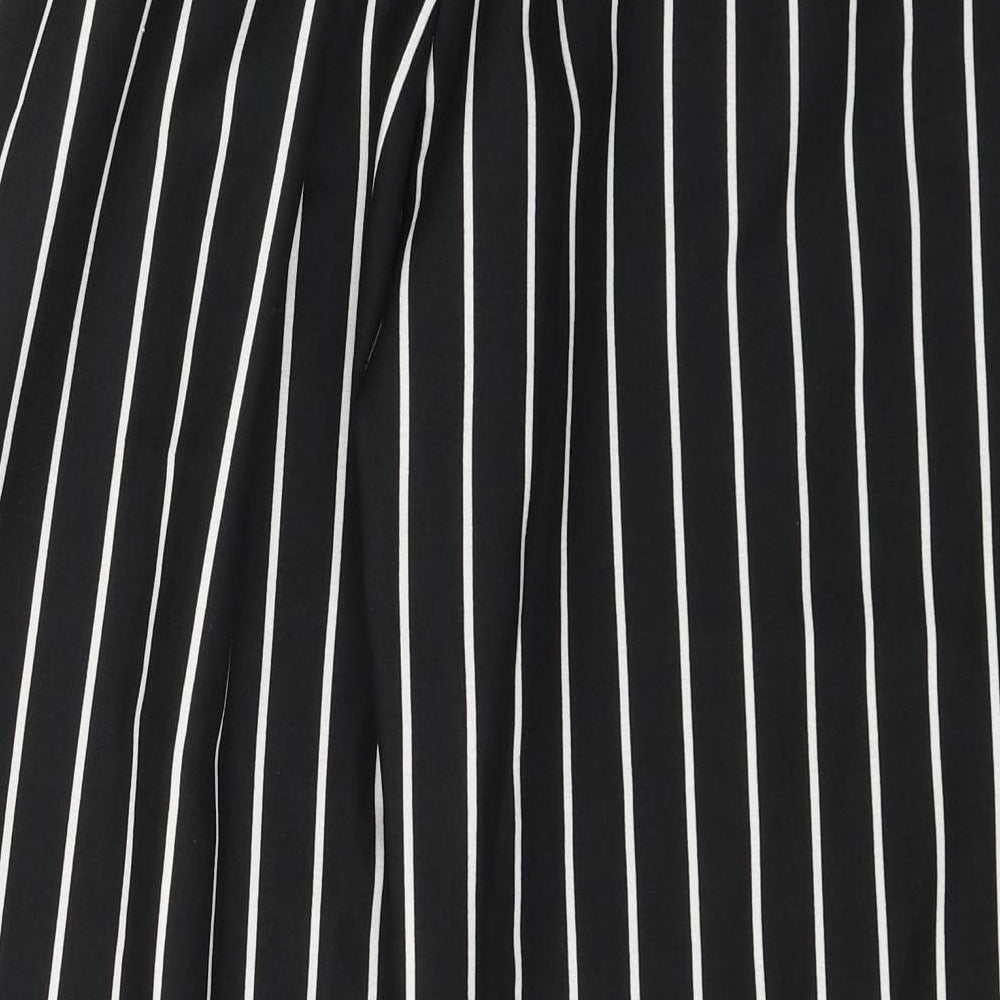 River Island Womens Black Striped Polyester Trousers  Size 12 L28 in Regular