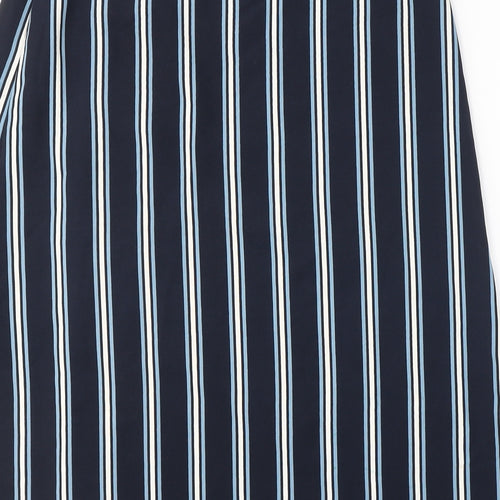 Marks and Spencer Womens Blue Striped Polyester A-Line Skirt Size 12   Zip