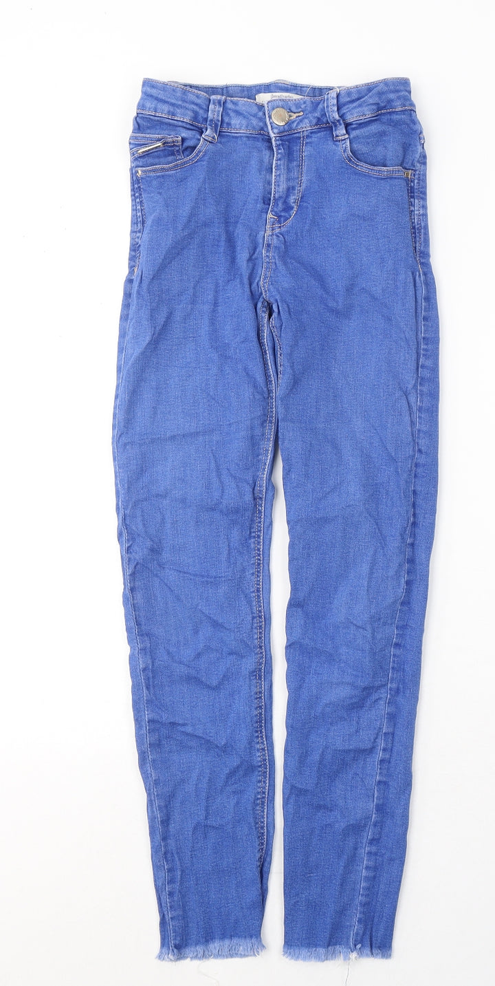 Stradivarius Womens Blue Cotton Skinny Jeans Size 6 L26 in Slim Button