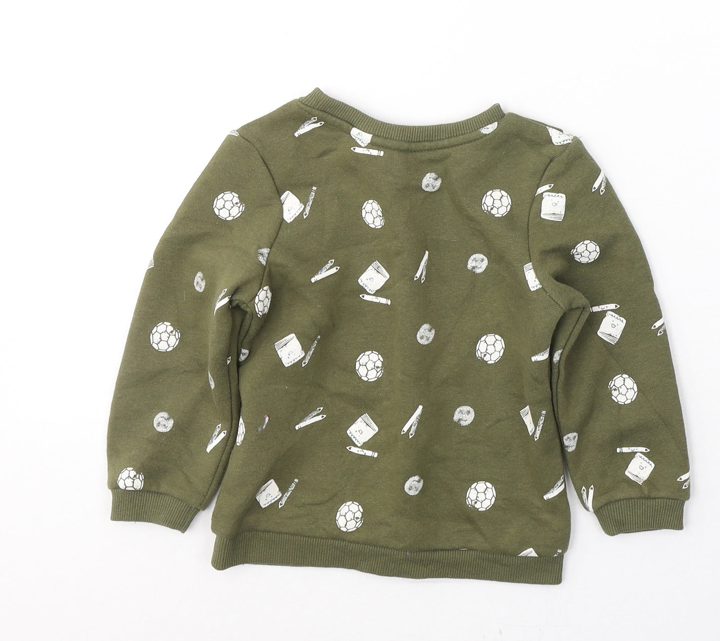 Primark Boys Green  Cotton Pullover Sweatshirt Size 2-3 Years  Pullover - School icons