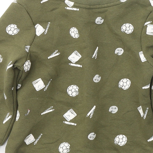 Primark Boys Green  Cotton Pullover Sweatshirt Size 2-3 Years  Pullover - School icons