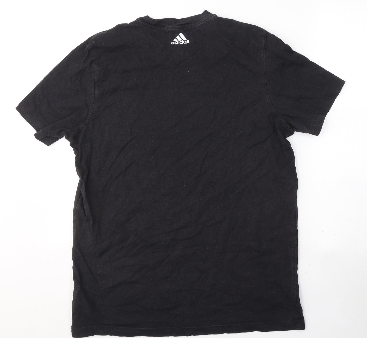 adidas Mens Black  Cotton  T-Shirt Size L Round Neck