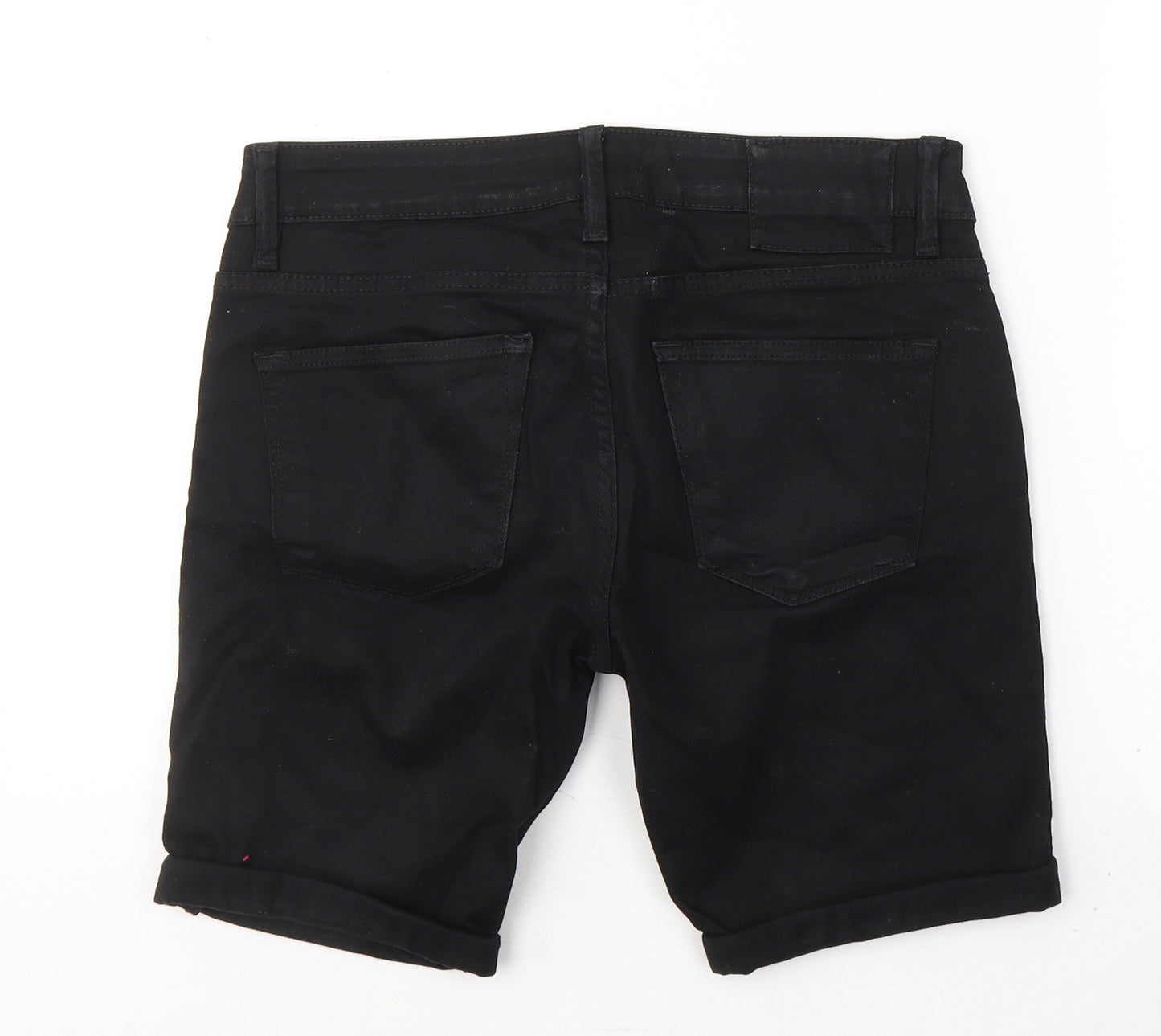 River Island Mens Black  Cotton Bermuda Shorts Size 28 in L8 in Slim Button