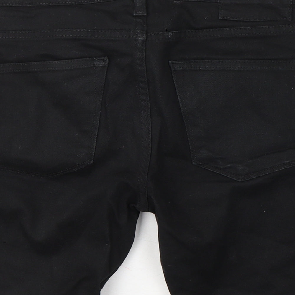 River Island Mens Black  Cotton Bermuda Shorts Size 28 in L8 in Slim Button
