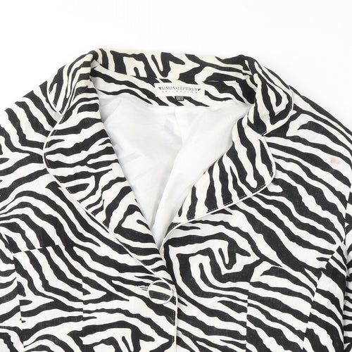 Simon Jefferey Womens Black Animal Print Viscose Jacket Blazer Size 16