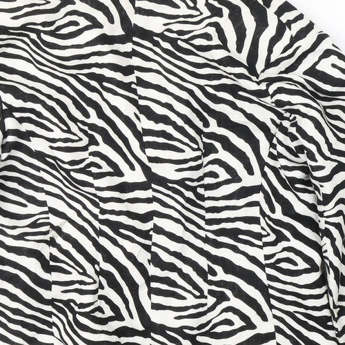 Simon Jefferey Womens Black Animal Print Viscose Jacket Blazer Size 16