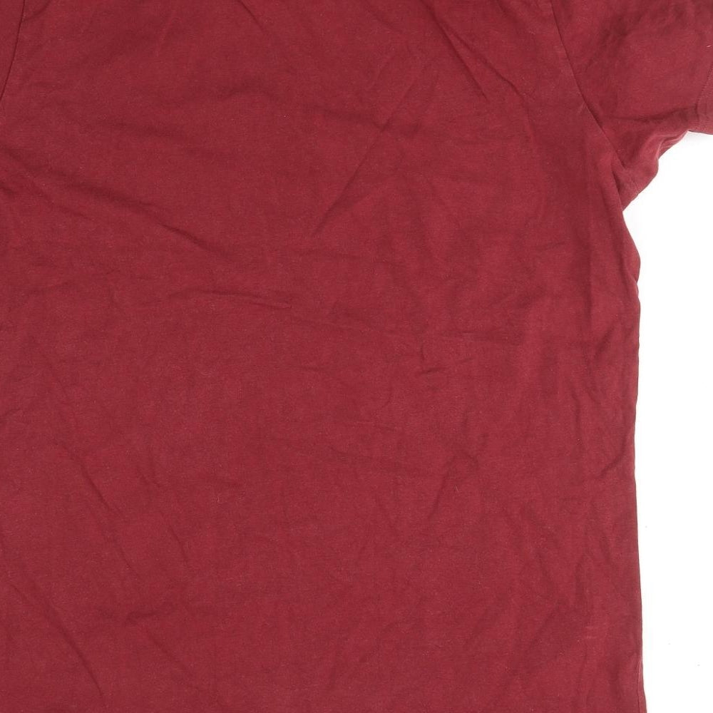 adidas Mens Red  Cotton  T-Shirt Size L Round Neck
