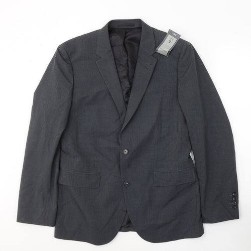 TU Mens Grey  Polyester Jacket Suit Jacket Size 40