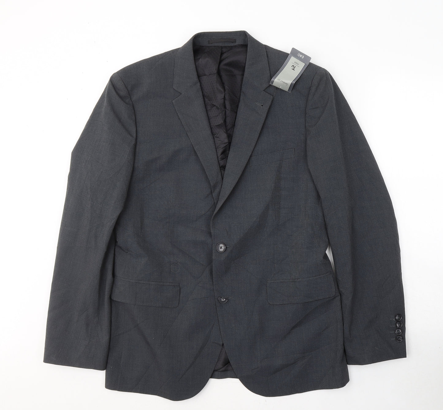 TU Mens Grey  Polyester Jacket Suit Jacket Size 40