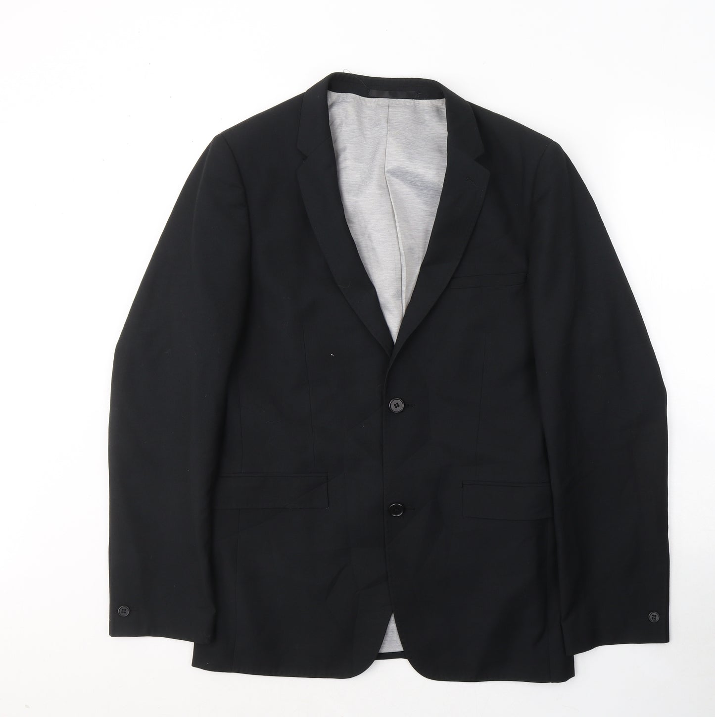 valentino Mens Black  Polyester Jacket Suit Jacket Size 38