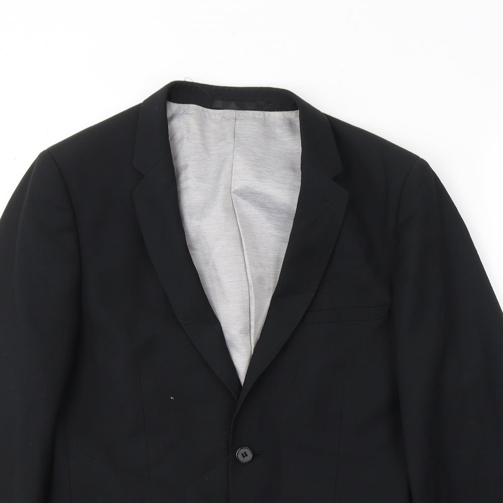 valentino Mens Black  Polyester Jacket Suit Jacket Size 38