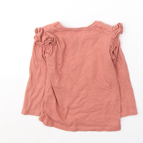 Primark Girls Pink  Cotton Pullover Casual Size 2-3 Years Round Neck Pullover - A heart full of flowers