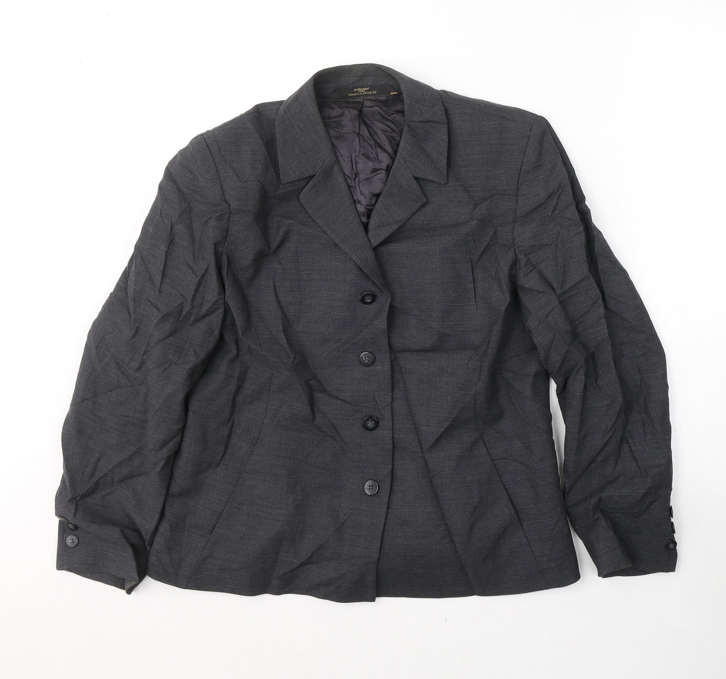 Marks and Spencer Womens Grey  Wool Jacket Suit Jacket Size 12