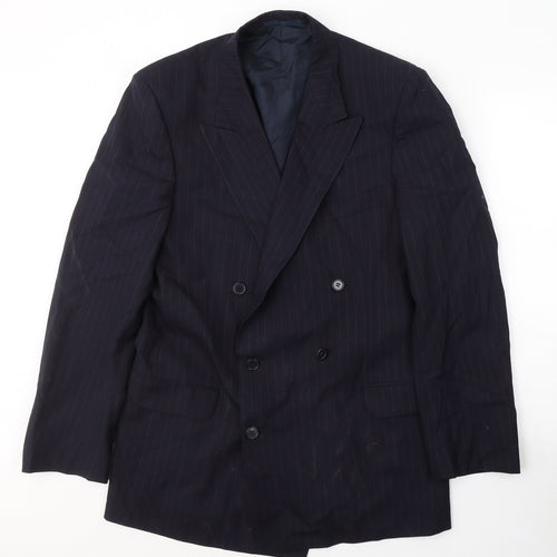 Jager Mens Blue Striped Wool Jacket Suit Jacket Size 52