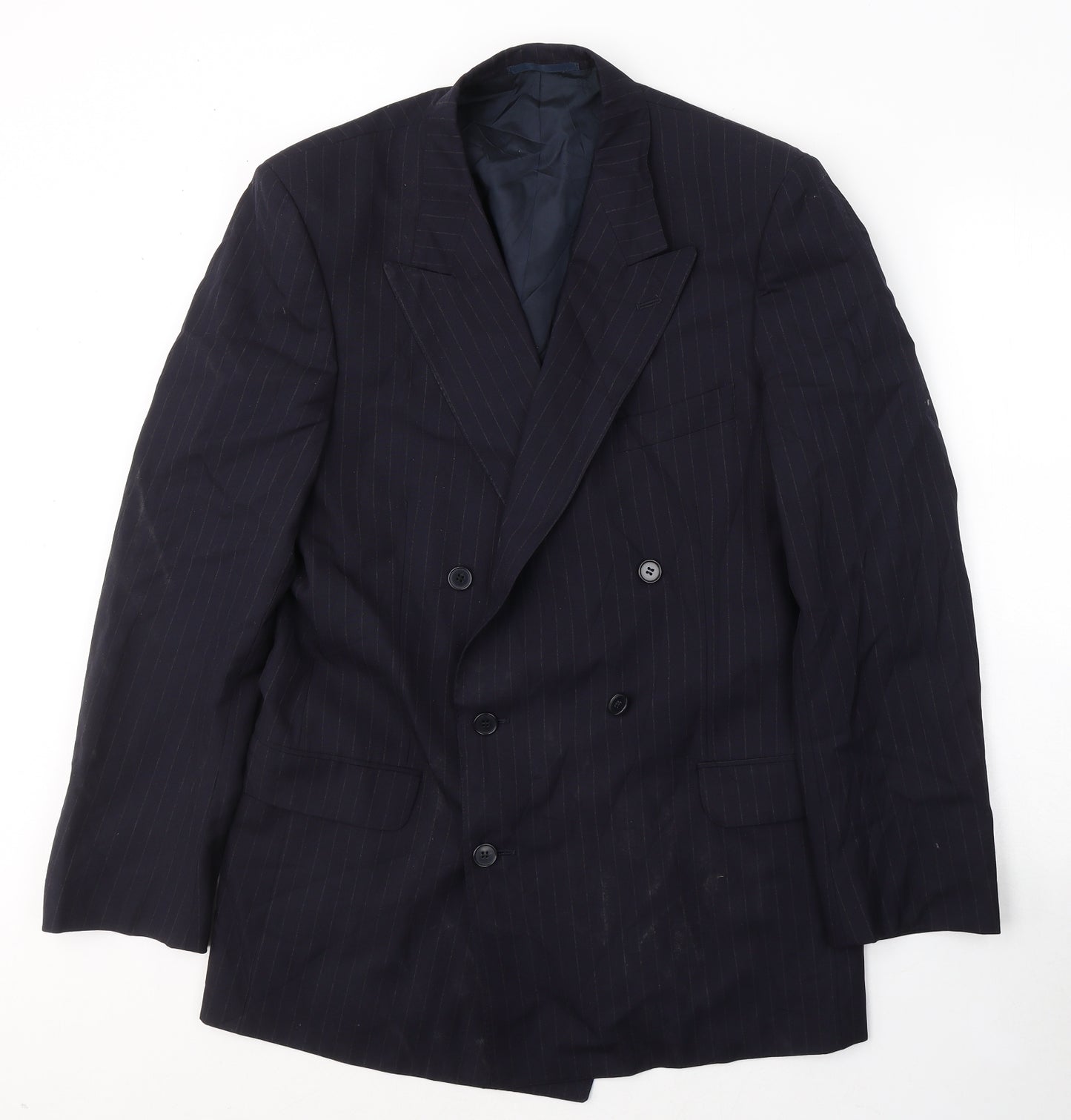 Jager Mens Blue Striped Wool Jacket Suit Jacket Size 52