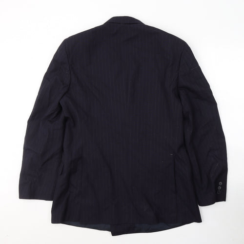 Jager Mens Blue Striped Wool Jacket Suit Jacket Size 52
