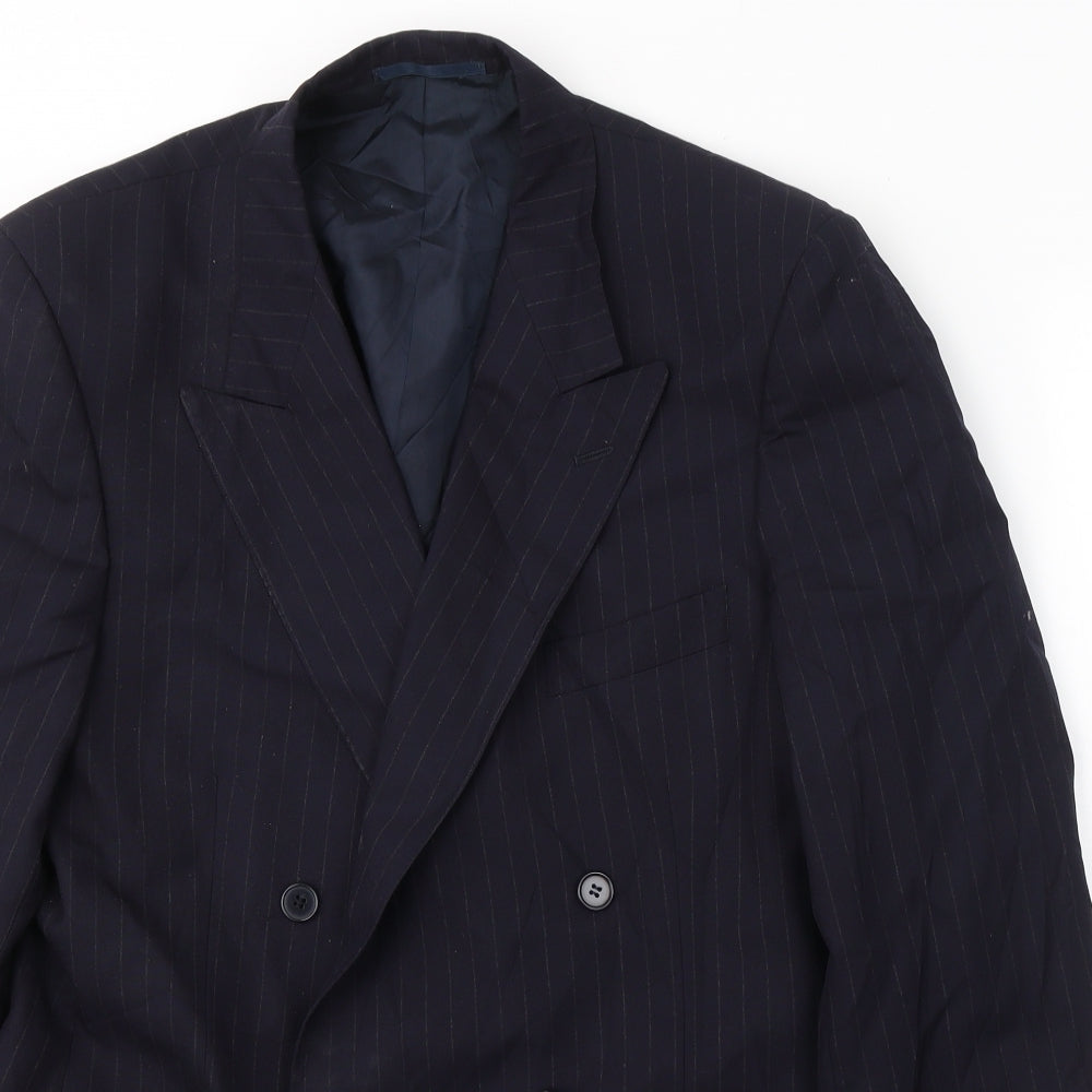 Jager Mens Blue Striped Wool Jacket Suit Jacket Size 52
