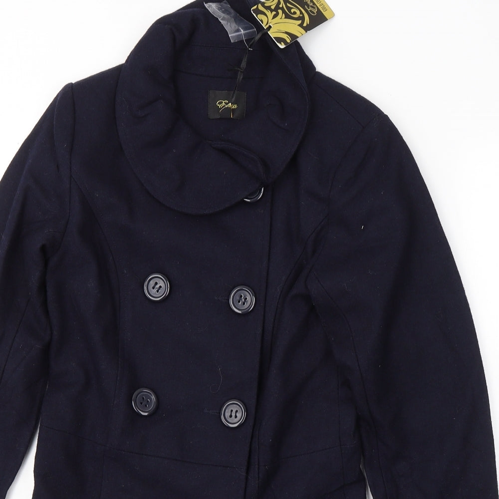 Evita Girls Blue   Pea Coat Coat Size 11 Years  Button