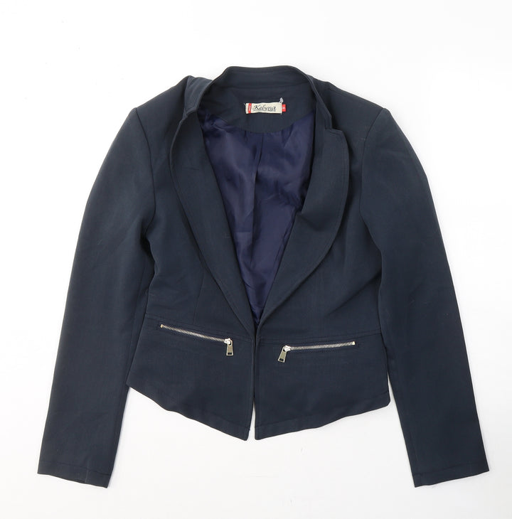 Kelyna Womens Blue  Polyester Jacket Suit Jacket Size M
