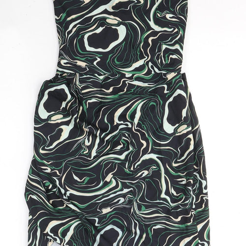 NaaNaa Womens Black Geometric Polyester Ball Gown  Size 6  Square Neck Tie