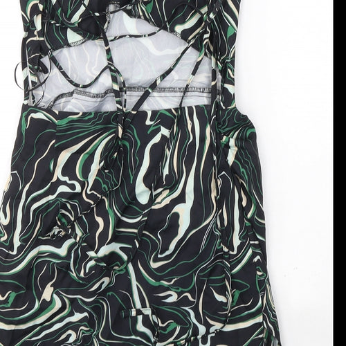 NaaNaa Womens Black Geometric Polyester Ball Gown  Size 6  Square Neck Tie